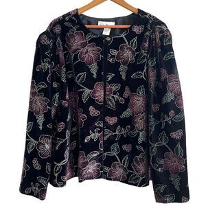 Vintage Velvet Floral Embroidered Jacket size 22W